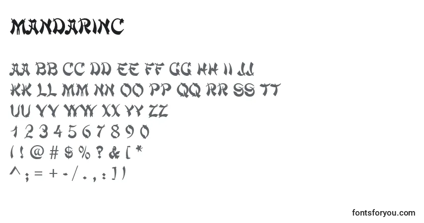 Czcionka Mandarinc – alfabet, cyfry, specjalne znaki