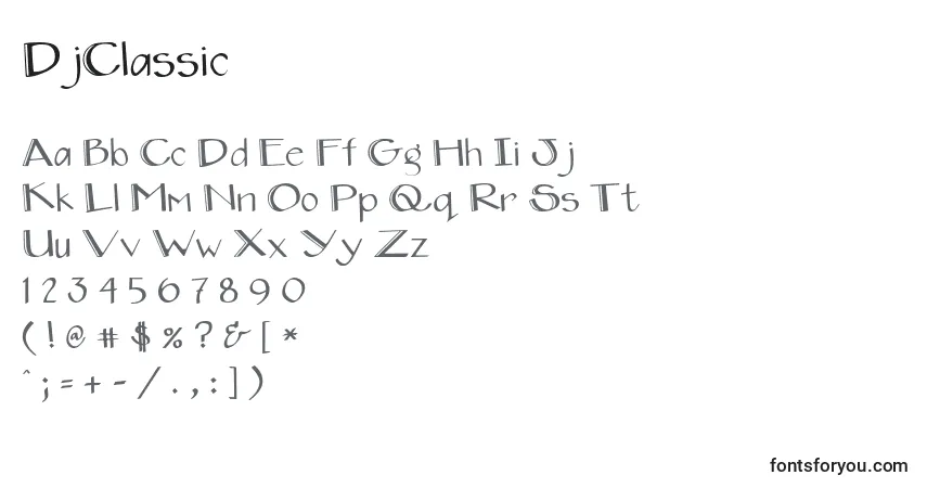 Czcionka DjClassic – alfabet, cyfry, specjalne znaki