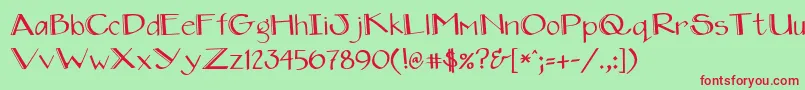 DjClassic Font – Red Fonts on Green Background