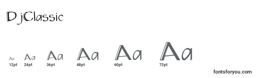Размеры шрифта DjClassic