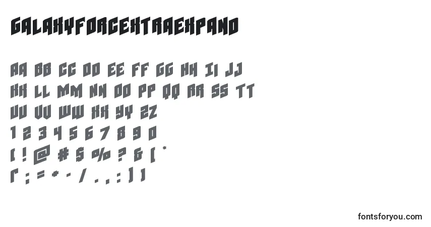 Schriftart Galaxyforcextraexpand – Alphabet, Zahlen, spezielle Symbole