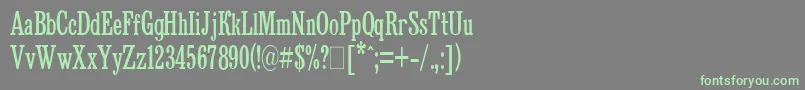 フォントBruskovayaCompressedPlain.001.001 – 灰色の背景に緑のフォント