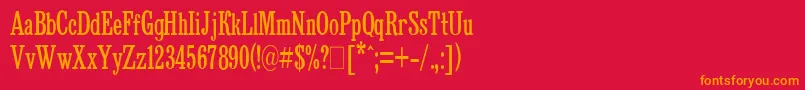 BruskovayaCompressedPlain.001.001-Schriftart – Orangefarbene Schriften auf rotem Hintergrund