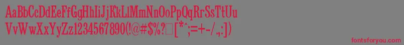 フォントBruskovayaCompressedPlain.001.001 – 赤い文字の灰色の背景