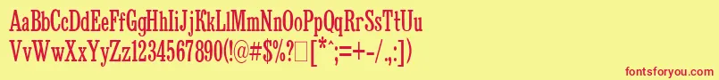 フォントBruskovayaCompressedPlain.001.001 – 赤い文字の黄色い背景