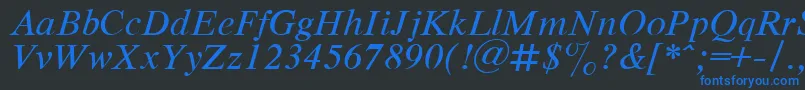 RespectItalic.001.001-fontti – siniset fontit mustalla taustalla