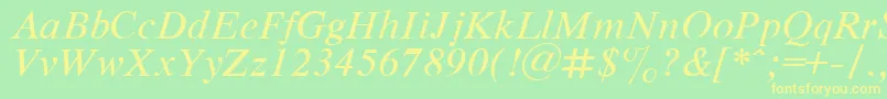 RespectItalic.001.001-fontti – keltaiset fontit vihreällä taustalla