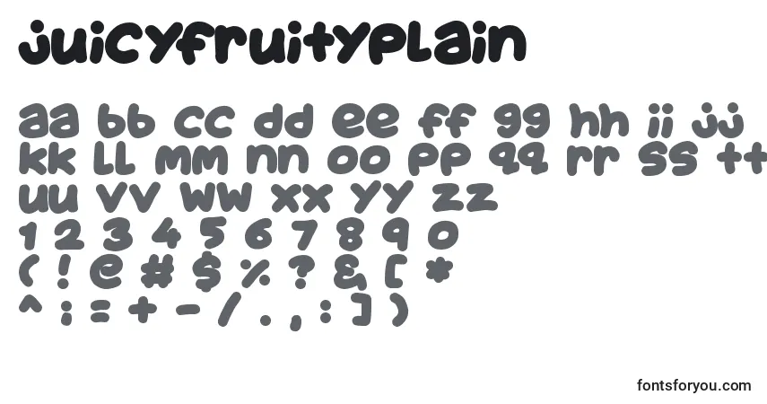 Czcionka JuicyFruityPlain (110726) – alfabet, cyfry, specjalne znaki