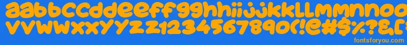 JuicyFruityPlain Font – Orange Fonts on Blue Background