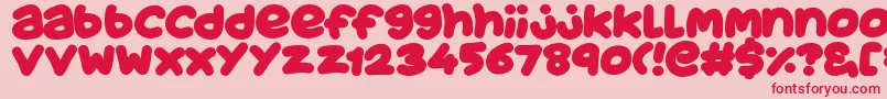 フォントJuicyFruityPlain – ピンクの背景に赤い文字