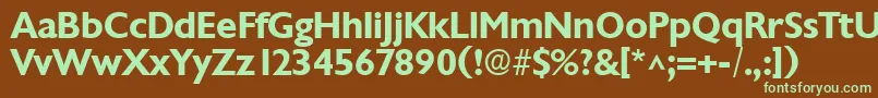 フォントChantillyBold – 緑色の文字が茶色の背景にあります。