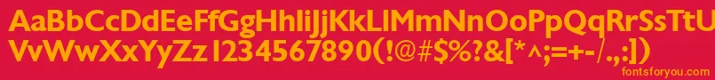 フォントChantillyBold – 赤い背景にオレンジの文字