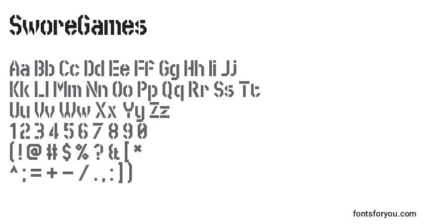 Czcionka SworeGames – alfabet, cyfry, specjalne znaki