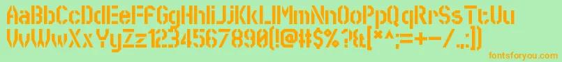フォントSworeGames – オレンジの文字が緑の背景にあります。