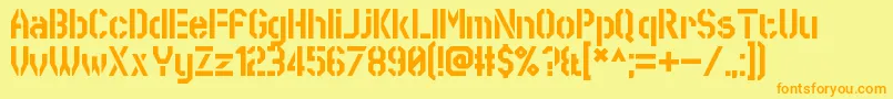 フォントSworeGames – オレンジの文字が黄色の背景にあります。
