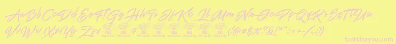 Mistuki1PersonalUse-Schriftart – Rosa Schriften auf gelbem Hintergrund