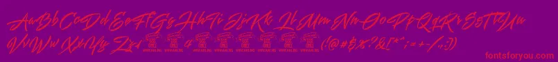 Mistuki1PersonalUse-Schriftart – Rote Schriften auf violettem Hintergrund