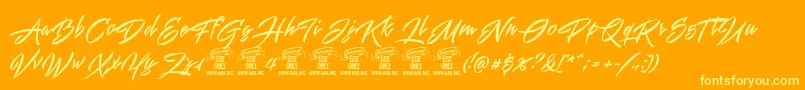 Mistuki1PersonalUse Font – Yellow Fonts on Orange Background