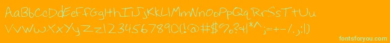 Hoffmanhand-Schriftart – Grüne Schriften auf orangefarbenem Hintergrund