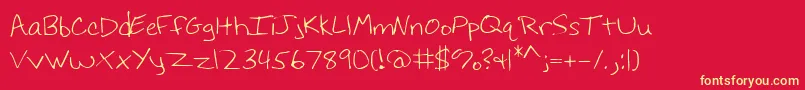 Hoffmanhand-Schriftart – Gelbe Schriften auf rotem Hintergrund