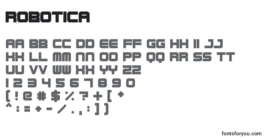 Schriftart Robotica (110735) – Alphabet, Zahlen, spezielle Symbole