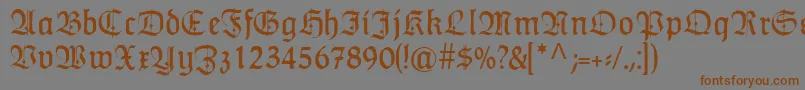 フォントHumboldtfrakturZierbuchstaben – 茶色の文字が灰色の背景にあります。