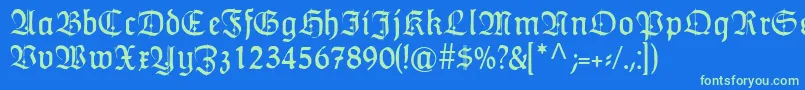 Шрифт HumboldtfrakturZierbuchstaben – зелёные шрифты на синем фоне