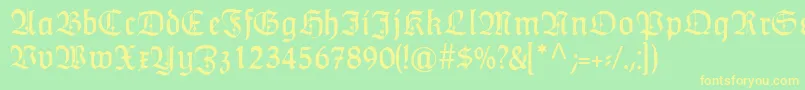 HumboldtfrakturZierbuchstaben Font – Yellow Fonts on Green Background