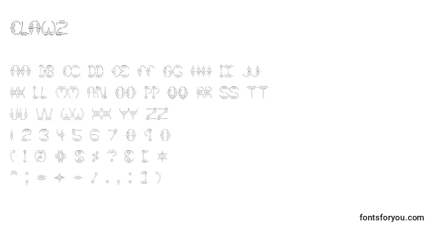 Claw2-fontti – aakkoset, numerot, erikoismerkit