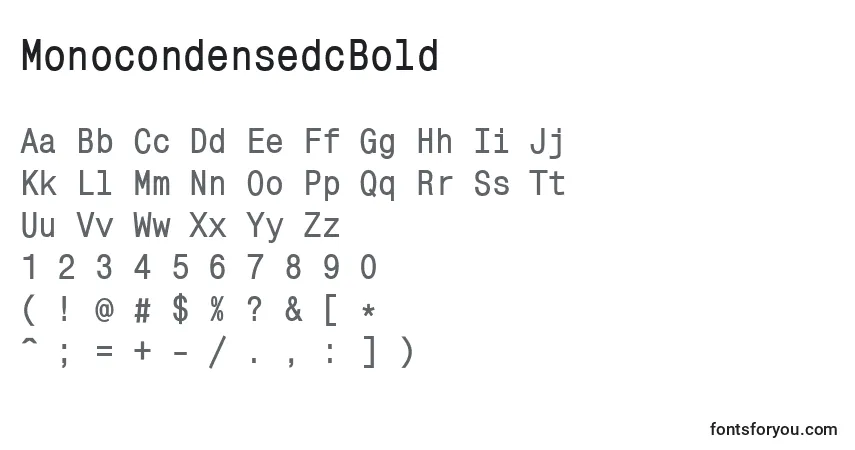 Fuente MonocondensedcBold - alfabeto, números, caracteres especiales