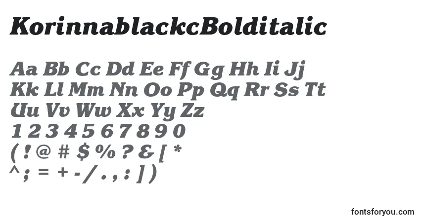 A fonte KorinnablackcBolditalic – alfabeto, números, caracteres especiais