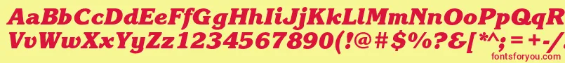 フォントKorinnablackcBolditalic – 赤い文字の黄色い背景