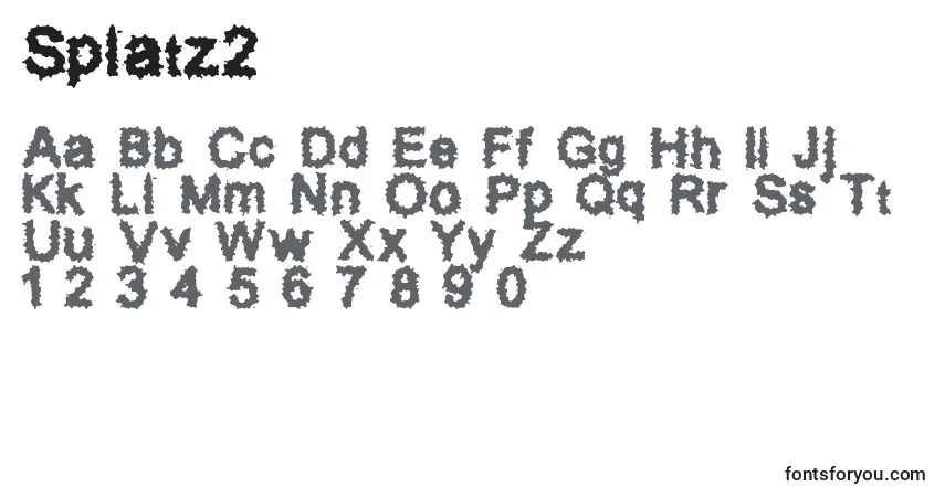 Czcionka Splatz2 – alfabet, cyfry, specjalne znaki