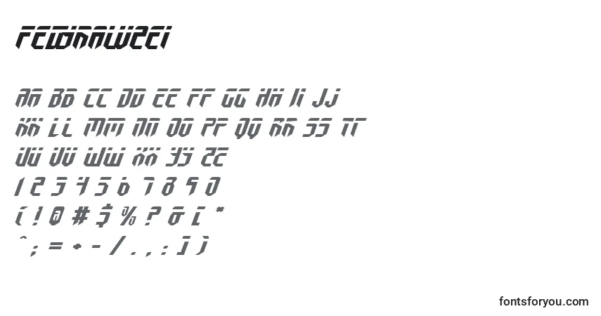 A fonte Fedyralv2ei – alfabeto, números, caracteres especiais