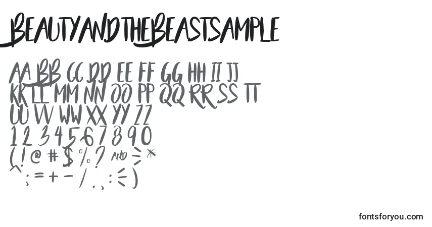 A fonte BeautyAndTheBeastSample (110747) – alfabeto, números, caracteres especiais
