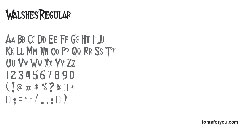 Czcionka WalshesRegular – alfabet, cyfry, specjalne znaki