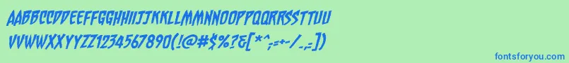 ChainsawzbbItal Font – Blue Fonts on Green Background