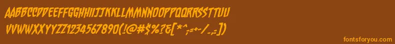 ChainsawzbbItal-Schriftart – Orangefarbene Schriften auf braunem Hintergrund