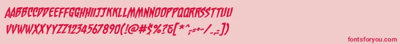 Fonte ChainsawzbbItal – fontes vermelhas em um fundo rosa