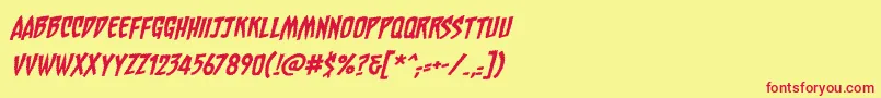Шрифт ChainsawzbbItal – красные шрифты на жёлтом фоне