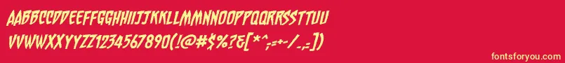 Шрифт ChainsawzbbItal – жёлтые шрифты на красном фоне