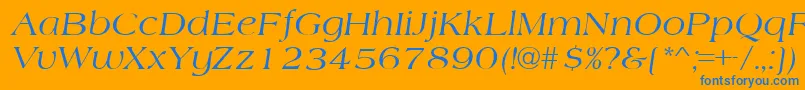 AmherstItalic-Schriftart – Blaue Schriften auf orangefarbenem Hintergrund