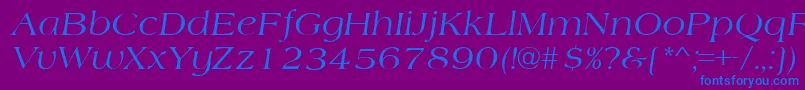 Fonte AmherstItalic – fontes azuis em um fundo violeta