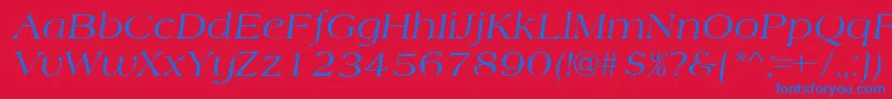 Fonte AmherstItalic – fontes azuis em um fundo vermelho