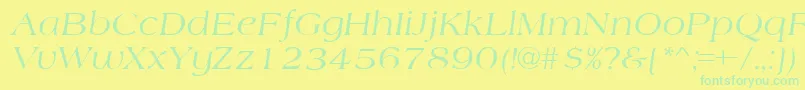 フォントAmherstItalic – 黄色い背景に緑の文字