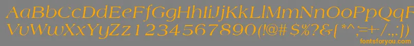AmherstItalic-Schriftart – Orangefarbene Schriften auf grauem Hintergrund