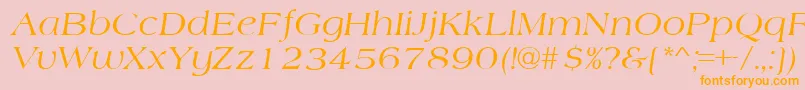 AmherstItalic-Schriftart – Orangefarbene Schriften auf rosa Hintergrund