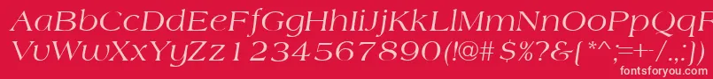 Fonte AmherstItalic – fontes rosa em um fundo vermelho