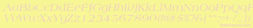 Fonte AmherstItalic – fontes rosa em um fundo amarelo