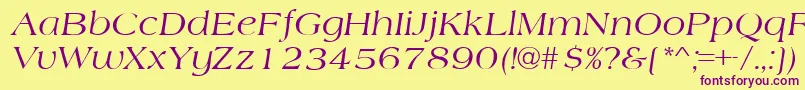Fonte AmherstItalic – fontes roxas em um fundo amarelo